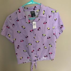 Minnie Mouse Ear Headband Woven Blouse size M